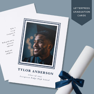 Classic Simple Graduation One Photo Frame Letterpress Photo Cards