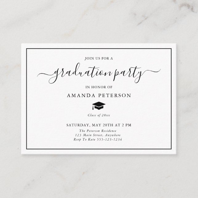 Classic Simple Graduation Party Invitation Insert (Front)