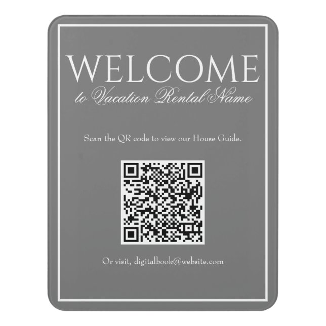 Classic Simple Gray Digital QR Code Welcome Sign  (Contemporary Vert)