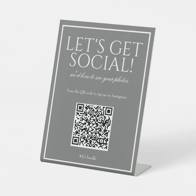 Classic Simple Gray QR Code Social Media Sign (Front)