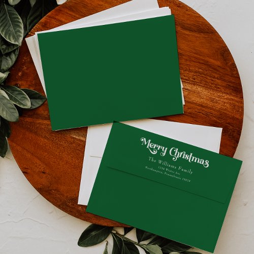 Classic Simple Green Merry Christmas Envelope