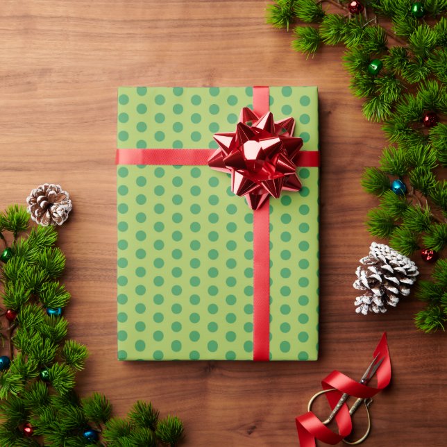 Classic Simple Green Polka Dots Christmas Wrapping Paper (Holiday Gift)
