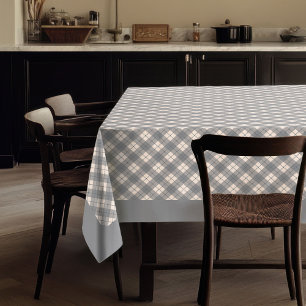 Classic Simple Grey Plaid Checkered Tartan Tablecloth