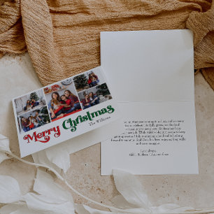 Classic Simple Merry Christmas Folded Five Photo Holiday Card