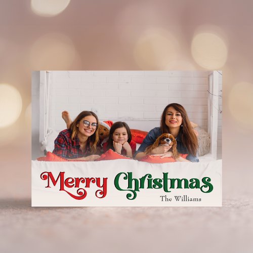 Classic Simple Merry Christmas Full Photo Holiday Card