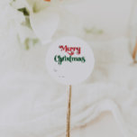 Classic Simple Merry Christmas Gift Classic Round Sticker<br><div class="desc">Celebrate the season with this unique, classic simple Merry Christmas gift classic round sticker featuring a touch of vintage charm. The minimalist design showcases an elegant red and green color palette, evoking the cozy spirit of winter. Its modern and fun appeal, paired with the traditional wording, creates a perfect balance...</div>