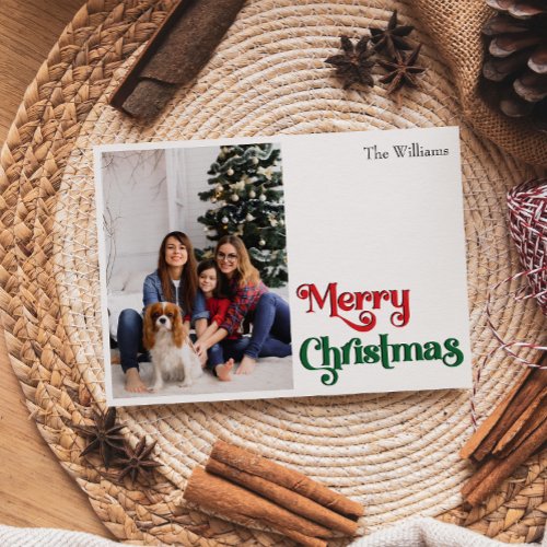 Classic Simple Merry Christmas One Photo Holiday Card