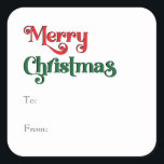 Classic Simple Merry Christmas To From Square Sticker<br><div class="desc">Celebrate the season with this unique, classic simple Merry Christmas to from square sticker featuring a touch of vintage charm. The minimalist design showcases an elegant red and green color palette, evoking the cozy spirit of winter. Its modern and fun appeal, paired with the traditional wording, creates a perfect balance...</div>
