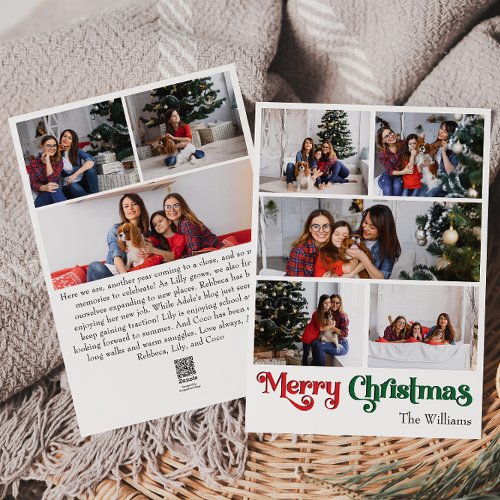 Classic Simple Merry Christmas Vertical 8 Photo Holiday Card