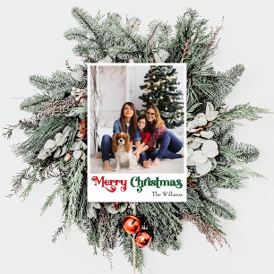 Classic Simple Merry Christmas Vertical Photo Holiday Card