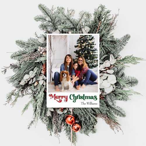 Classic Simple Merry Christmas Vertical Photo Holiday Card