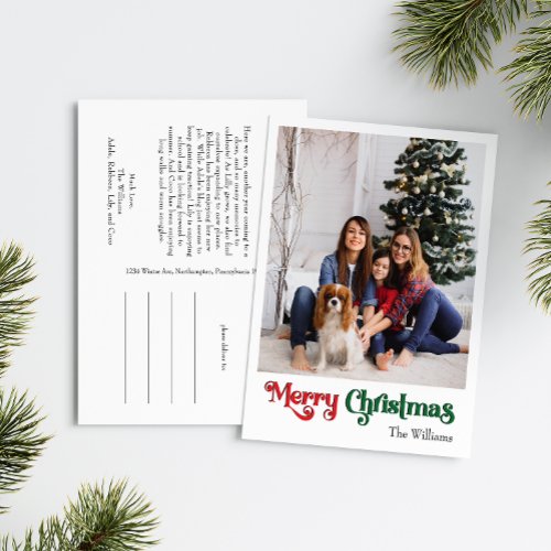 Classic Simple Merry Christmas Vertical Photo  Holiday Postcard