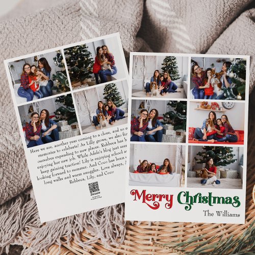 Classic Simple Merry Christmas Vertical Ten Photo Holiday Card