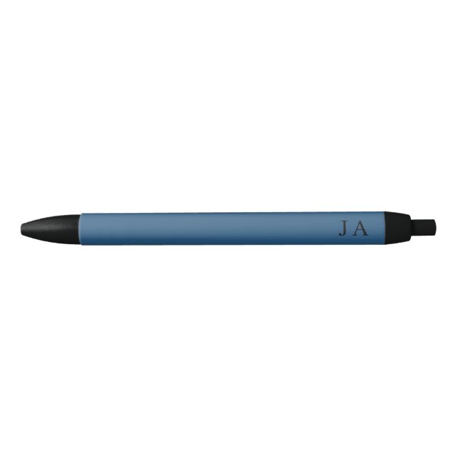 Classic Simple Metallic Blue Monogram Stationery Pen (Front)