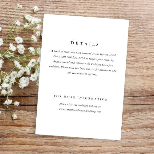 Classic Simple Minimal Elegant Type Wedding Enclosure Card