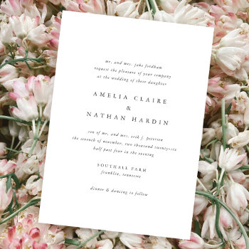 Classic Simple Minimal Elegant Type Wedding Invitation by JAmberDesign at Zazzle