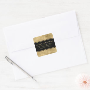 Classic Simple Minimalist Black Gold Christmas Square Sticker