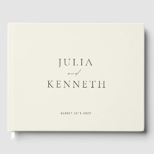 Classic Simple Minimalist Ecru Cream Wedding Guest Book