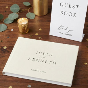 Classic Simple Minimalist Ecru Cream Wedding Guest Book