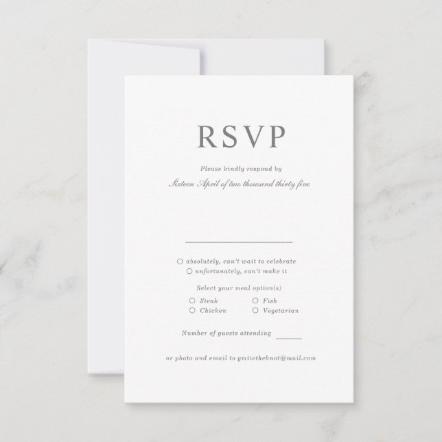 Classic Simple Minimalist RSVP Response Card (Front)