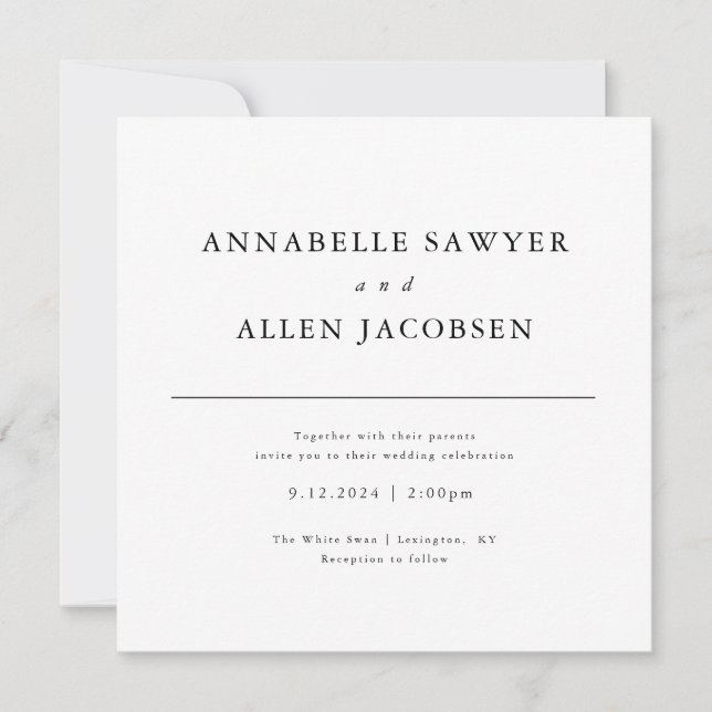 Classic Simple Minimalist Wedding Invitation (Front)