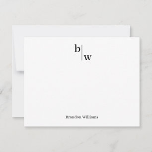 Classic Simple Modern 2 Monogram Initial Business Note Card