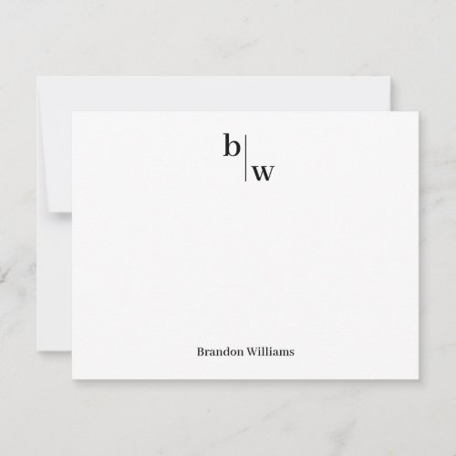 Classic Simple Modern 2 Monogram Initial Business  Note Card