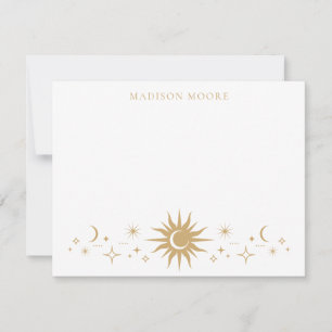 Classic Simple Modern Gold Moon Stars Note Card