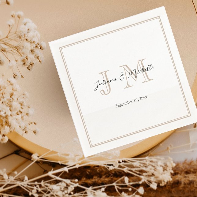 Classic Simple Modern Initials Monogram Minimailst Napkins (Creator Uploaded)