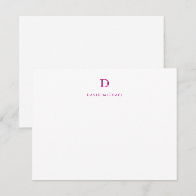 Classic Simple Modern Monogram Initial Note Card (Front/Back)