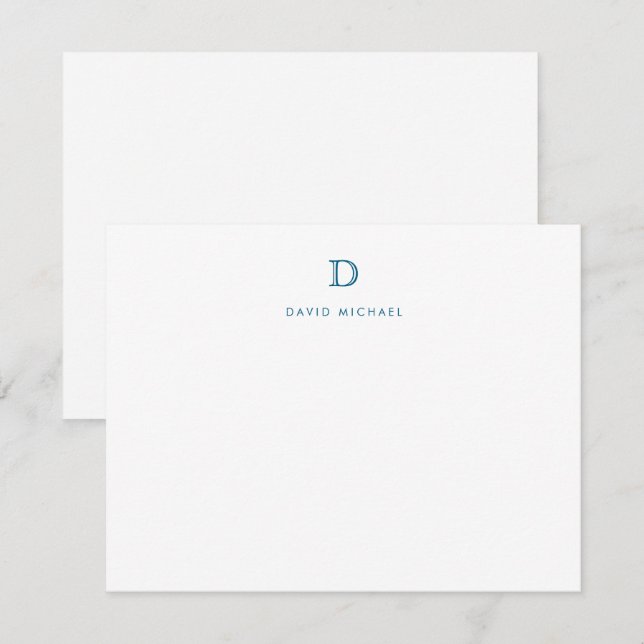 Classic Simple Modern Monogram Initial Note Card (Front/Back)