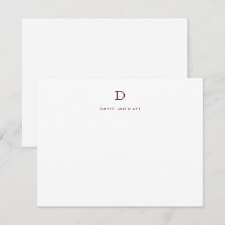 Classic Simple Modern Monogram Initial Note Card
