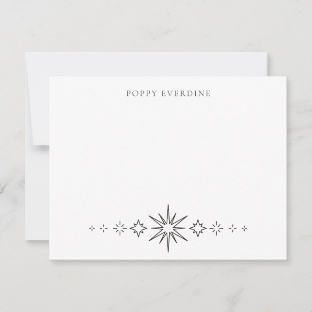 Classic Simple Modern Name Night Stars Note Card (Front)