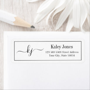 Classic Simple Monogram Black White Address Label