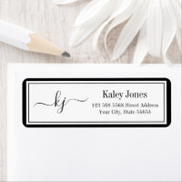 Classic Simple Monogram Black White Address
