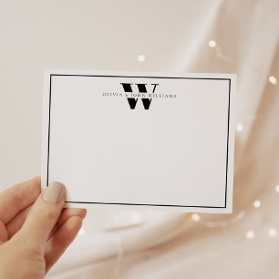 Classic Simple Monogram Couple Stationery Note Card