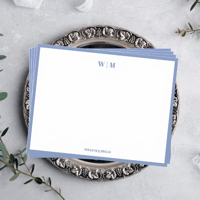Classic Simple Monogram Custom Couple Wedding  Note Card (Creator Uploaded)