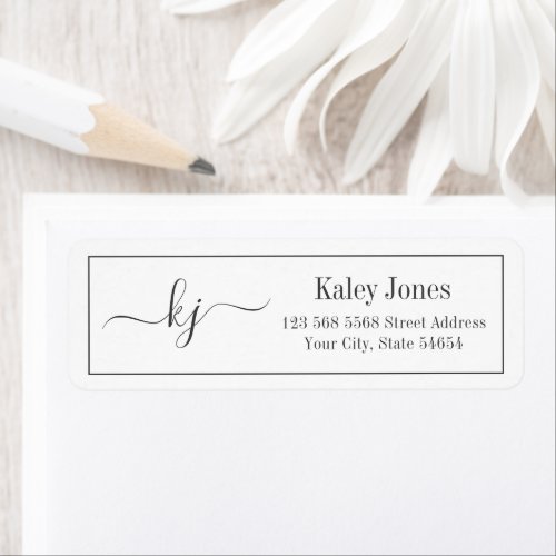 Classic Simple Monogram Gray White Address Label