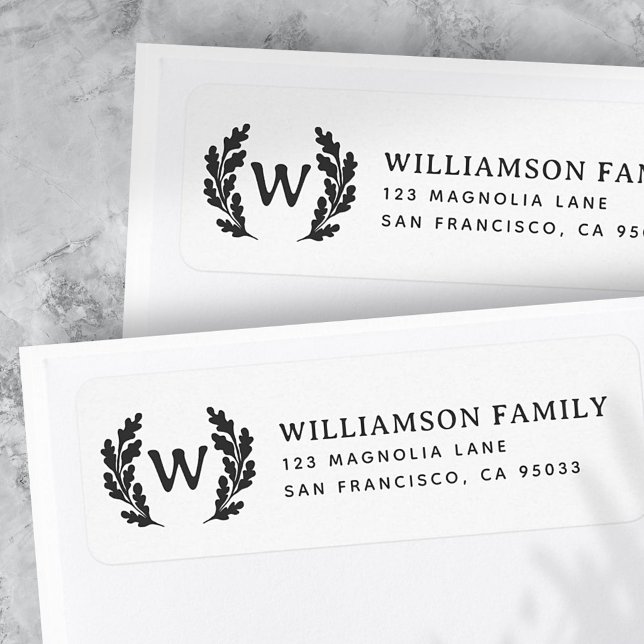 Classic Simple Monogram Wreath Return Address Label (Creator Uploaded)