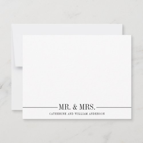 Classic Simple Mr and Mrs Formal Couple Stationery Note Card