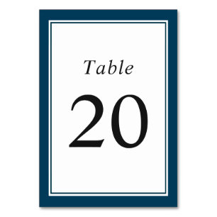 Classic Simple Navy Blue Double Frame Table Number