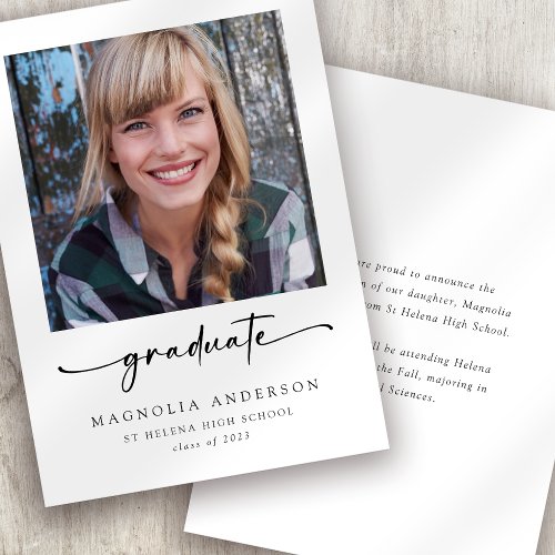 Classic Simple One Photo Graduation Announcement