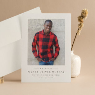 Classic simple one photo graduation announcement
