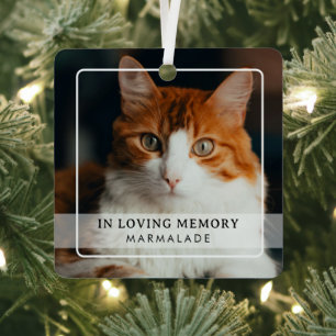 Classic Simple Photo Cat Memorial Tribute Metal Ornament
