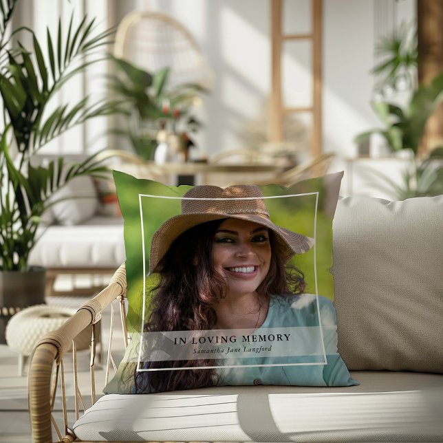 Classic Simple Photo Memorial Tribute Throw Pillow (Creator Uploaded)