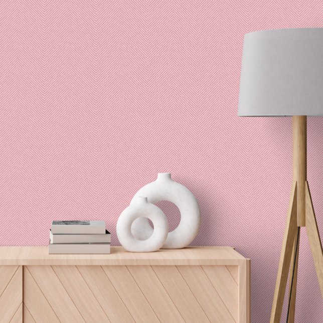 Classic simple pink herringbone tweed effect wallpaper  (Creator Uploaded)