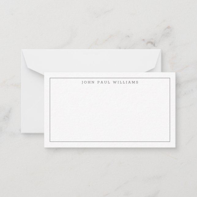 Classic Simple Professional Thin Border Gray Slate Note Card (Front)