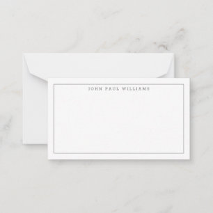 Classic Simple Professional Thin Border Gray Slate Note Card
