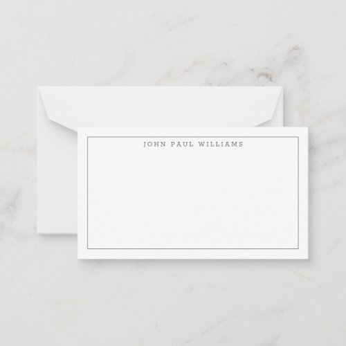 Classic Simple Professional Thin Border Gray Slate Note Card