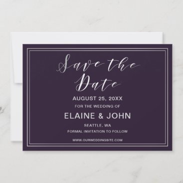 Classic Simple Purple Wedding save the dates Save The Date